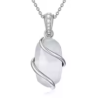 TOUPOP Sterling Silver Gemstone Pendant Fine Jewelry Gift for Women-color_name:A-Mother of Pearl
