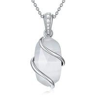 wholesale Necklace For Women 925 Sterling Silver Dainty Gemstone Pendant Fine Jewelry Birthday Christmas Gifts For Women Her -color_name:A-Mother of Pearl