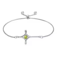 TOUPOP Sterling Silver Birthstone Cross Infinity Bracelet For Women-color_name:08-August-Peridot