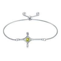wholesale TOUPOP Birthstone Cross Bracelet For Women 925 Sterling Silver Cross Infinity Bracelet Fine Jewelry Birthday Christmas Gifts For Her Girlfriend Wife -color_name:08-August-Peridot