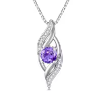 TOUPOP Sterling Silver Birthstone Infinity Necklace Women's Love Jewelry Gift-color_name:02-February-Amethyst