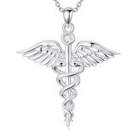 wholesale TOUPOP Christmas Gifts For Nurses Sterling Silver Nurse Stethoscope Necklace Cross Pendant Nursing Theme Necklace Jewelry Best Nurse Ever Gifts For Women Daughter Doctor Medical Assistant Rn -style_name:F00-Caduceus