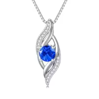 TOUPOP Sterling Silver Birthstone Infinity Necklace Women's Love Jewelry Gift-color_name:09-September-Sapphire