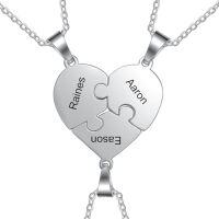 wholesale TOUPOP Customize Heart Bff Necklace 925 Sterling Silver Personalized Engraved 2-8 Names Pendant Christmas Birthday Gifts Puzzle Matching Jewelry For Women Friends -style_name:2 Names