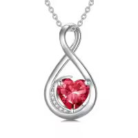 TOUPOP Sterling Silver Birthstone Infinity Love Moon Necklace For Women-color_name:07-Ruby-Jul.