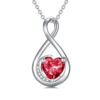 wholesale TOUPOP Birthstone Necklace For Women S925 Sterling Silver Infinity Love Necklace Infinity Moon Jewelry Birthday Christmas Gifts For Women Mom Wife Girlfriend, 18"+2" Inches -color_name:07-Ruby-Jul.