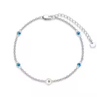 TOUPOP Sterling Silver Mustard Seeds Natural Stone Bracelet Women's Jewelry Gift-style_name:Abalone