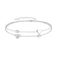TOUPOP Sterling Silver Ankle Bracelets For Women Adjustable Anklet Elegant Foot Jewelry-style_name:Heart