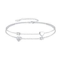 wholesale TOUPOP 925 Sterling Silver Ankle Bracelets For Women Adjustable Anklet Elegant Foot Jewelry Birthday Gift For Her Wife Mom Girlfriend -style_name:Heart