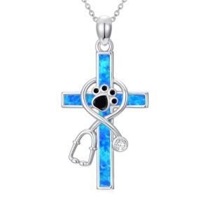 C00-Blue Opal Paw Prints Stethoscope
