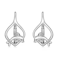 TOUPOP Sterling Silver Stone Animal Leverback Hoop Earrings-style_name:Dolphin