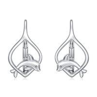 wholesale TOUPOP 925 Sterling Silver Animal Earrings For Women | Hypoallergenic Leverback Hoop Earrings | Christmas Anniversary Birthday Jewelry Gifts For Mom Wife Girlfriend Sister Friend -style_name:Dolphin