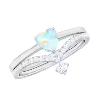 TOUPOP Sterling Silver Moissanite Opal Wedding Ring Set For Women-style_name:A Opal Moissanite Ring