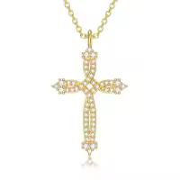 TOUPOP 925 Sterling Silver Cross Pendant Necklace for Women Men-style_name:Celtic Knot Gold Cross Necklace
