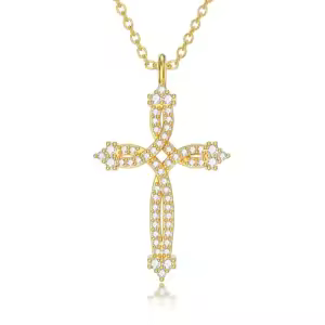 Celtic Knot Gold Cross Necklace