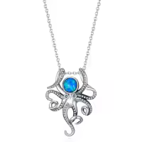 TOUPOP Sterling Silver & Stone Penguin/Turtle/Phoenix/Fox Necklace-style_name:G00-Octopus Necklace