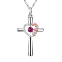 TOUPOP Sterling Silver Birthstone Birth Flower Necklace Christian Gifts-style_name:Jul