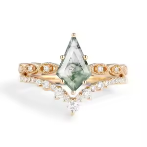 C Moss Agate Gold Ring