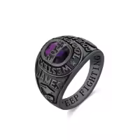 TOUPOP Sterling Silver Birthstone Personalized 2025 Graduation Rings-style_name:Class A Black