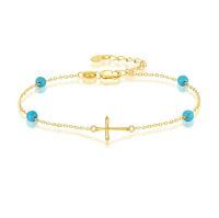 TOUPOP 14K Gold & Stone Cross Heart Ankle Bracelets for Women-style_name:Cross Anklet