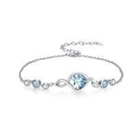 wholesale Infinity Birthstone Bracelet 925 Sterling Silver Heart Love Infinity Link Bracelet Fine Jewelry Birthday Christmas Gifts For Women Girlfriend Wife -color_name:03-March-Aquamarine