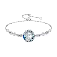 TOUPOP Sterling Silver Blue Crystal A-Z Letter Bracelet Gift-style_name:Tree of Life O