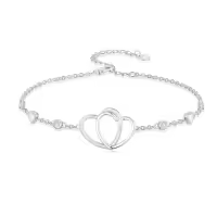 TOUPOP Sterling Silver Beaded Celtic Infinity Butterfly Anklet-style_name:Heart Anklet