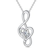 wholesale Birthstone Music Note Necklace 925 Sterling Silver Musical Fine Jewelry For Women Music Lovers Student Teacher Birthday Christmas Gifts -color_name:04-April-Synthetic Diamond