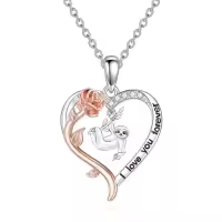 TOUPOP Sterling Silver Cute Animal Necklace Women's Jewelry Birthday Christmas Gift-style_name:Sloth