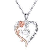 wholesale TOUPOP Christmas Gifts Cute Animal Necklace For Women 925 Sterling Silver Animal Jewelry Brithday Christmas Gift -style_name:Sloth