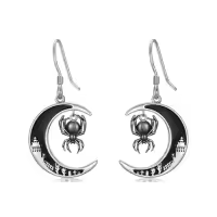TOUPOP Sterling Silver Pumpkin Moon Earrings Halloween Dangle Gothic Gift-style_name:Spider