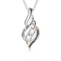 TOUPOP Sterling Silver Crystal I Love You Rose Flower Heart Necklace-color_name:Always My Nana Forever My Friend
