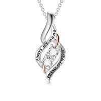 wholesale TOUPOP Christmas Gifts For Mom Grandma Nana 925 Sterling Silver I Love You Necklace Rose Flower Love Heart With Crystal Jewelry For Women -color_name:Always My Nana Forever My Friend