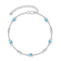 wholesale Anklet Bracelet For Women 925 Sterling Silver Natural Stone Chain Ankle Bracelet Beach Summer Fine Jewelry Birthday Christmas Gifts For Women Her Mom -size_name:Bracelet 7"-9",color_name:Z-Heart Turquoise