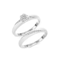TOUPOP 14k White Gold Plated Moissanite Personalized Wedding Rings Set-style_name:Personalized moissanite wedding bands