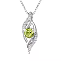 TOUPOP Sterling Silver Birthstone Infinity Necklace Women's Love Jewelry Gift-color_name:08-August-Peridot