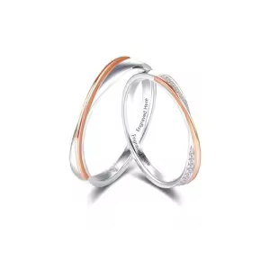 B Moissanite Wedding Ring Set