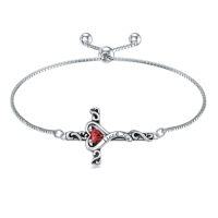 wholesale TOUPOP Birthstone Cross Bracelet For Women 925 Sterling Silver Cross Heart Bracelet I Love You Jewelry Birthday Christmas Gifts For Her Girlfriend Wife -color_name:01-January-Garnet