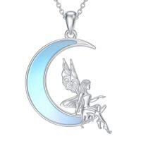 wholesale TOUPOP Moon Necklace 925 Sterling Silver Fox/cat/mermaid/fairy Pendant Jewelry Anniversary Birthday Gifts For Women -style_name:4-Fairy