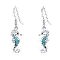 wholesale Ocean Earrings 925 Sterling Silver Turquoise Sea Animal Dangle Drop Earrings Beach Themed Jewelry Gifts For Women -style_name:Seahorse