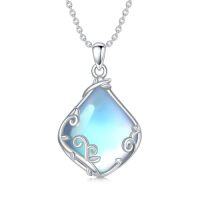 wholesale Filigree Teardrop Necklace 925 Sterling Silver Teardrop Gemstone Pendant Jewelry Gifts For Women -color_name:A-Moonstone