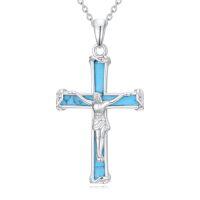 wholesale Cross Necklace 925 Sterling Silver Turquoise Tree Of Life Celtic Knot Cross Pendant Jewelry Christmas Gifts For Women -style_name:1-Jesus
