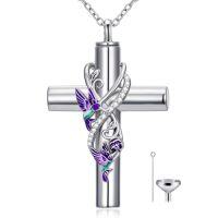 wholesale TOUPOP Butterfly/ladybug/cardinal/dragonfly/bee/hummingbird Cross Urn Necklaces For Ashes Cremation Jewelry 925 Sterling Silver Memorial Keepsake Jewelry For Women (with Funnel Filler) -style_name:Hummingbird