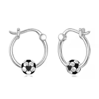 TOUPOP Sterling Silver Softball Golf Volleyball Soccer Football Basketball Hoop Earrings Sports Jewelry-style_name:C-Soccer