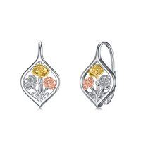 wholesale TOUPOP Birth Flower Leverback Earrings Sterling Silver Flower Leverback Earrings For Women Teens Birthday -style_name:A-January