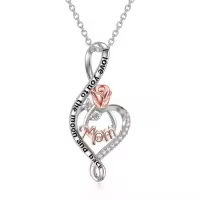 TOUPOP Sterling Silver & Crystal Rose Heart Necklace, I Love You To The Moon And Back-style_name:Mom-I Love You to The Moon and Back