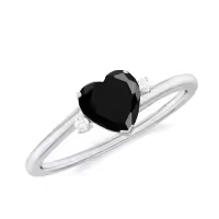 TOUPOP Sterling Silver Black Onyx Moissanite Women's Wedding Ring-style_name:A Black Onyx Moissanite Ring