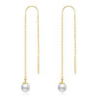 TOUPOP 14K Gold Freshwater Pearl Threading Tassel Dangle Earrings-style_name:Pearl 4