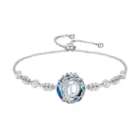 TOUPOP Sterling Silver Blue Crystal A-Z Letter Bracelet Gift-style_name:Tree of Life U