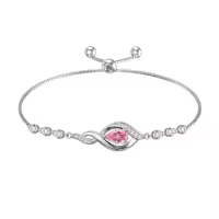 TOUPOP Sterling Silver Birthstone Bracelet Infinity Love Jewelry for Women-color_name:10-October-Pink Tourmaline